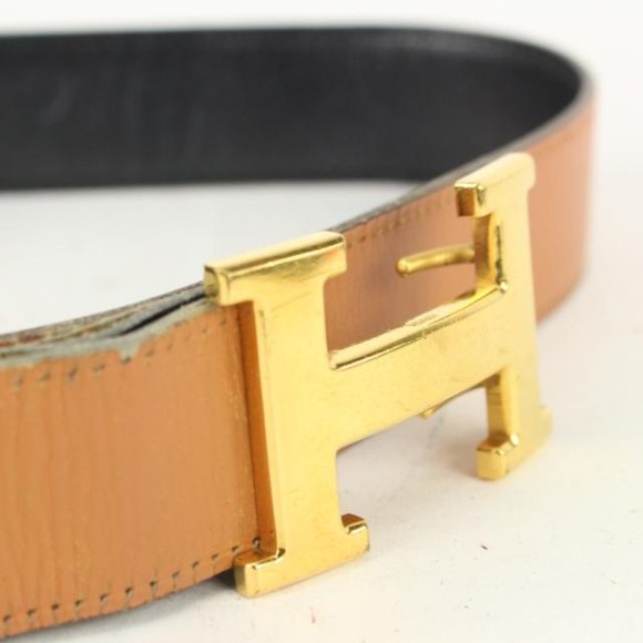Hermès Black x Brown x Gold 32mm Reversible H Logo